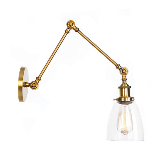 Frendorf | 1-Licht Klar Glas Wandleuchte Fixture Lager Brass/Bronze Schwenkarmschwenk Wandlampe mit Glocken/Kugel Klar Glas Schirm