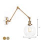 Frendorf | 1-Licht Klar Glas Wandleuchte Fixture Lager Brass/Bronze Schwenkarmschwenk Wandlampe mit Glocken/Kugel Klar Glas Schirm