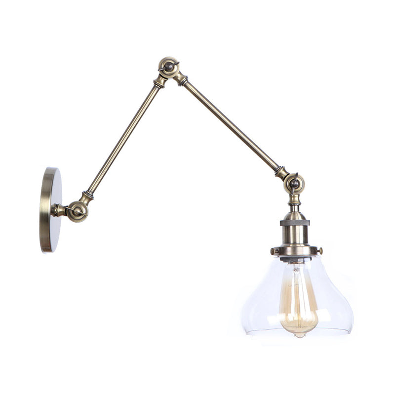 Frendorf | 1-Licht Klar Glas Wandleuchte Fixture Lager Brass/Bronze Schwenkarmschwenk Wandlampe mit Glocken/Kugel Klar Glas Schirm