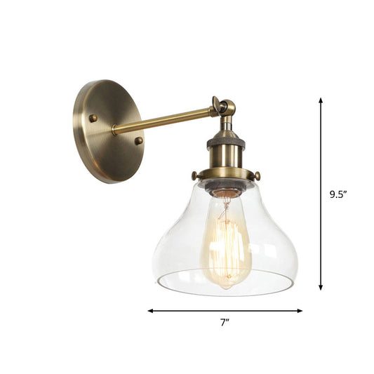 Frendorf | Messing Cone/Glocke Schwenk Shade Wandlampe Industrie Klar Glas Einzel Esszimmer Wandmontage Leuchte