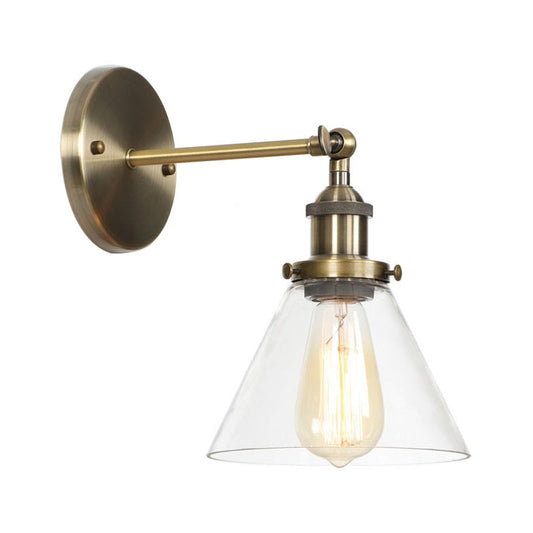 Frendorf | Messing Cone/Glocke Schwenk Shade Wandlampe Industrie Klar Glas Einzel Esszimmer Wandmontage Leuchte