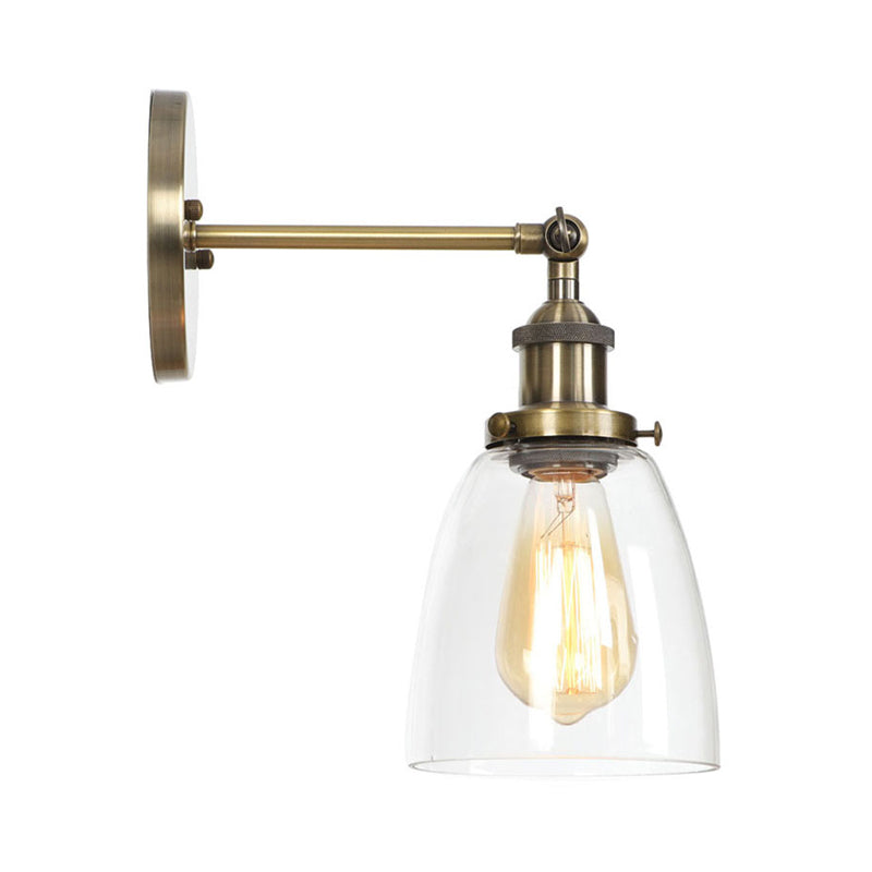 Frendorf | Messing Cone/Glocke Schwenk Shade Wandlampe Industrie Klar Glas Einzel Esszimmer Wandmontage Leuchte