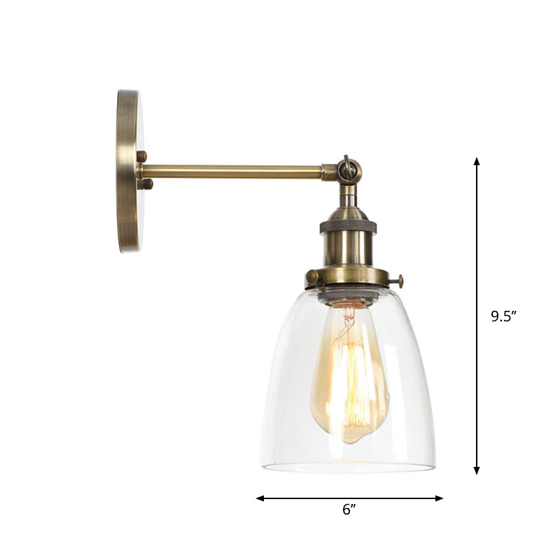 Frendorf | Messing Cone/Glocke Schwenk Shade Wandlampe Industrie Klar Glas Einzel Esszimmer Wandmontage Leuchte