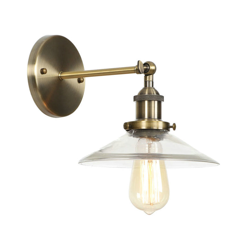Frendorf | Messing Cone/Glocke Schwenk Shade Wandlampe Industrie Klar Glas Einzel Esszimmer Wandmontage Leuchte
