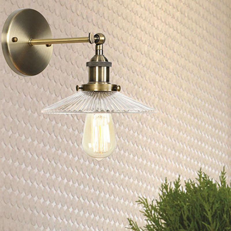 Frendorf | Messing Cone/Glocke Schwenk Shade Wandlampe Industrie Klar Glas Einzel Esszimmer Wandmontage Leuchte