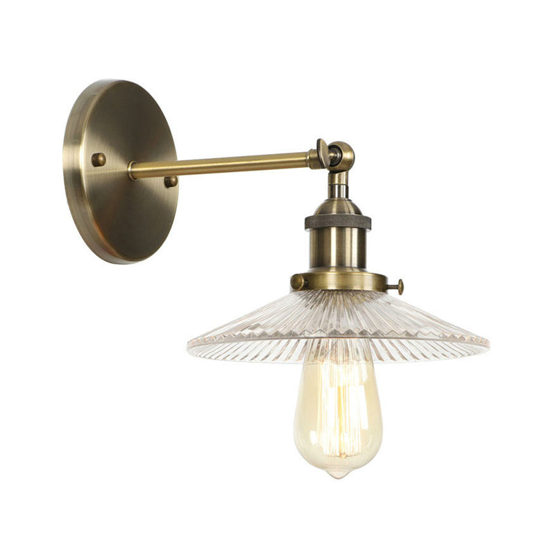 Frendorf | Messing Cone/Glocke Schwenk Shade Wandlampe Industrie Klar Glas Einzel Esszimmer Wandmontage Leuchte