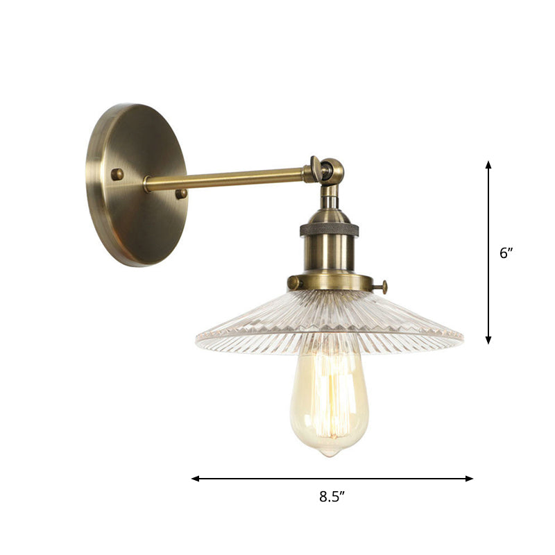Frendorf | Messing Cone/Glocke Schwenk Shade Wandlampe Industrie Klar Glas Einzel Esszimmer Wandmontage Leuchte