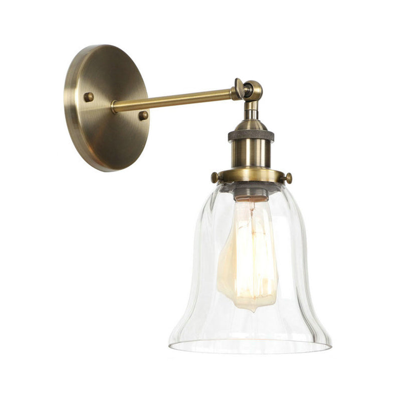 Frendorf | Messing Cone/Glocke Schwenk Shade Wandlampe Industrie Klar Glas Einzel Esszimmer Wandmontage Leuchte
