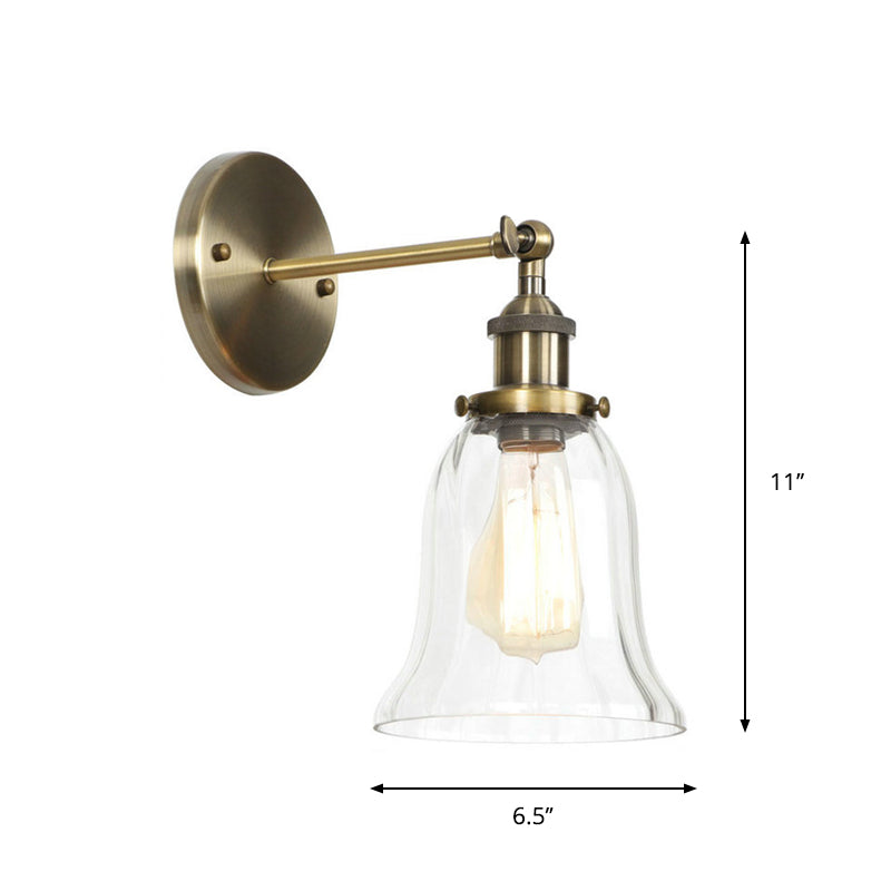 Frendorf | Messing Cone/Glocke Schwenk Shade Wandlampe Industrie Klar Glas Einzel Esszimmer Wandmontage Leuchte