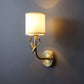 Frendorf | Messing 1-Licht Wandlamp Bevestiging Antieke Frosted Witte Glas Tulp Shade/Cylinder Wandmontage Licht met Arm