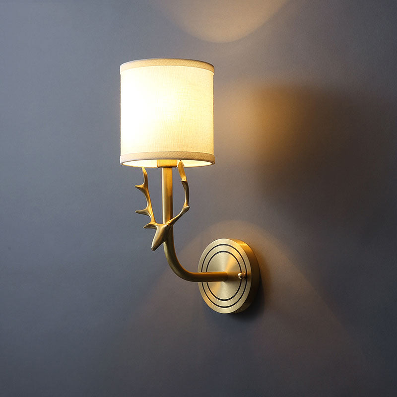 Frendorf | Messing 1-Licht Wandlamp Bevestiging Antieke Frosted Witte Glas Tulp Shade/Cylinder Wandmontage Licht met Arm