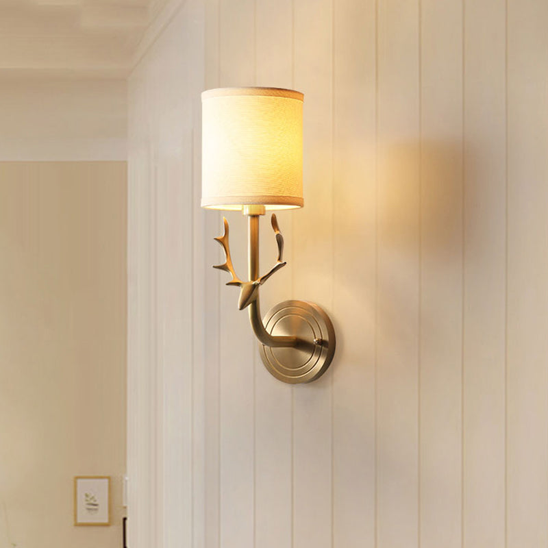 Frendorf | Messing 1-Licht Wandlamp Bevestiging Antieke Frosted Witte Glas Tulp Shade/Cylinder Wandmontage Licht met Arm