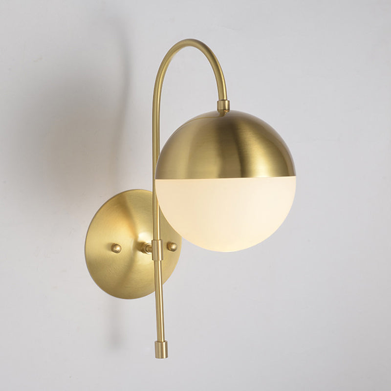 Frendorf | Messing 1-Licht Wandlamp Bevestiging Antieke Frosted Witte Glas Tulp Shade/Cylinder Wandmontage Licht met Arm