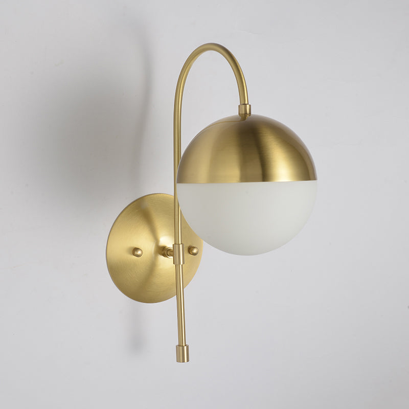 Frendorf | Messing 1-Licht Wandlamp Bevestiging Antieke Frosted Witte Glas Tulp Shade/Cylinder Wandmontage Licht met Arm