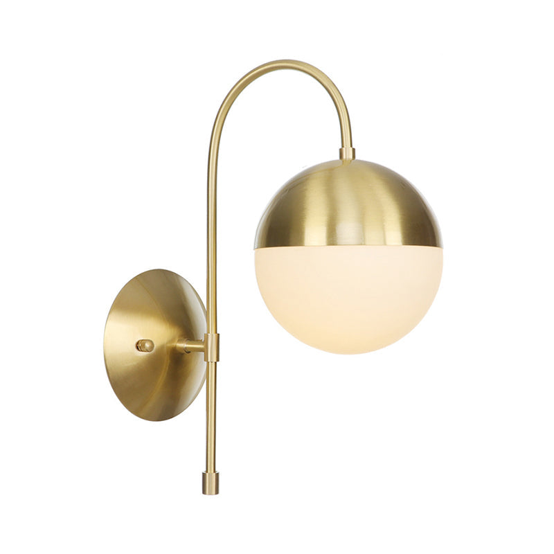 Frendorf | Messing 1-Licht Wandlamp Bevestiging Antieke Frosted Witte Glas Tulp Shade/Cylinder Wandmontage Licht met Arm