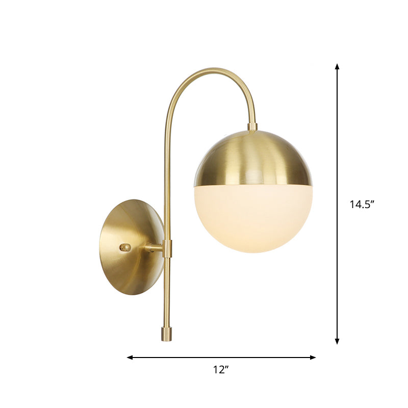 Frendorf | Messing 1-Licht Wandlamp Bevestiging Antieke Frosted Witte Glas Tulp Shade/Cylinder Wandmontage Licht met Arm