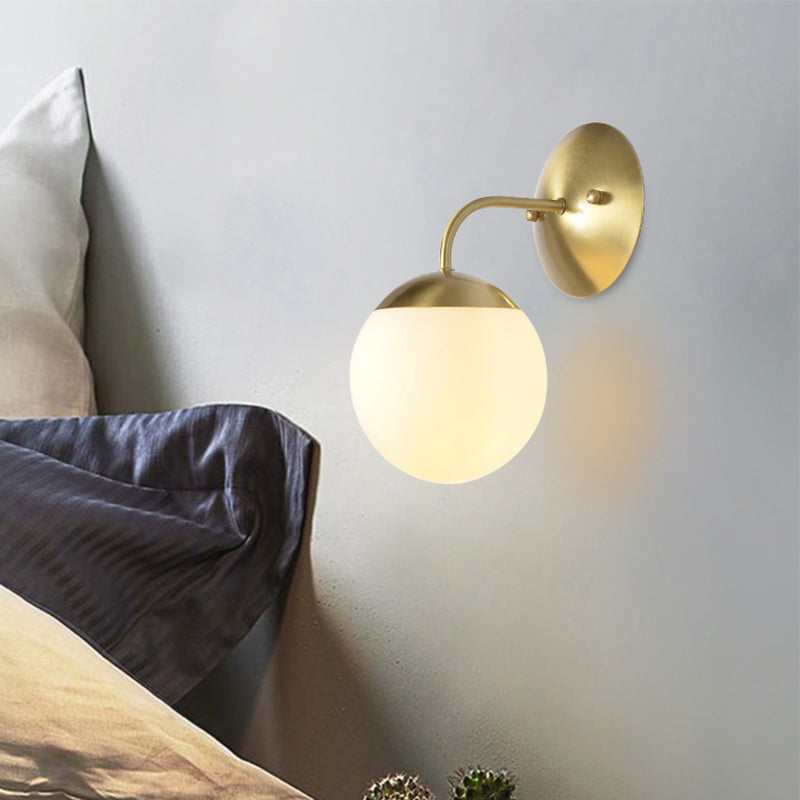 Frendorf | Messing 1-Licht Wandlamp Bevestiging Antieke Frosted Witte Glas Tulp Shade/Cylinder Wandmontage Licht met Arm