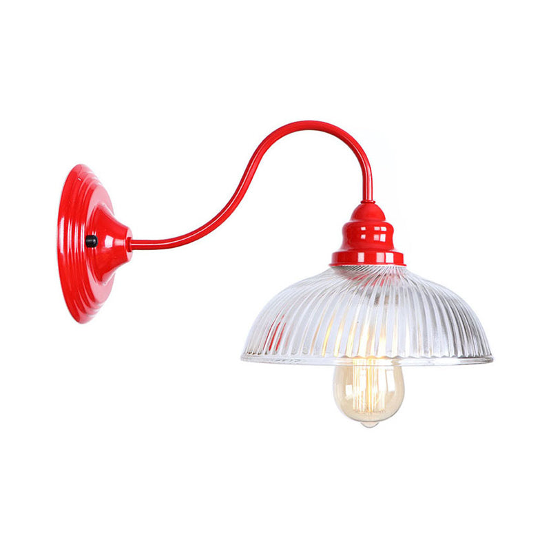 Frendorf | Eisenrote Wandbeleuchtung Kit Gooseneck 1 Glühbirne Loft-Stil Wandbeleuchtung mit Kegel/Sphäre/Glocke Klar Glas Schirm