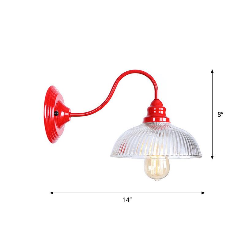 Frendorf | Eisenrote Wandbeleuchtung Kit Gooseneck 1 Glühbirne Loft-Stil Wandbeleuchtung mit Kegel/Sphäre/Glocke Klar Glas Schirm