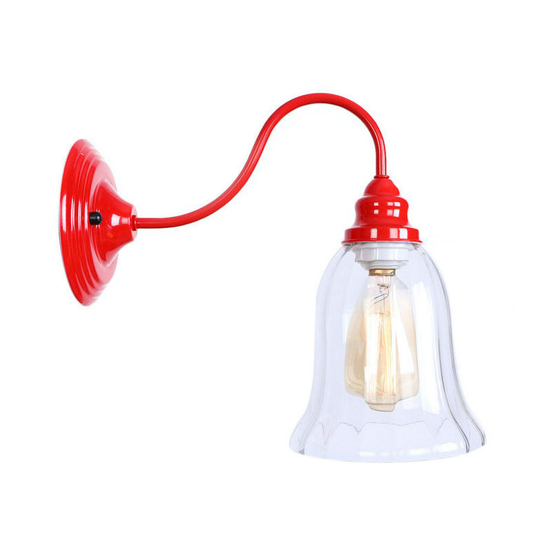 Frendorf | Eisenrote Wandbeleuchtung Kit Gooseneck 1 Glühbirne Loft-Stil Wandbeleuchtung mit Kegel/Sphäre/Glocke Klar Glas Schirm