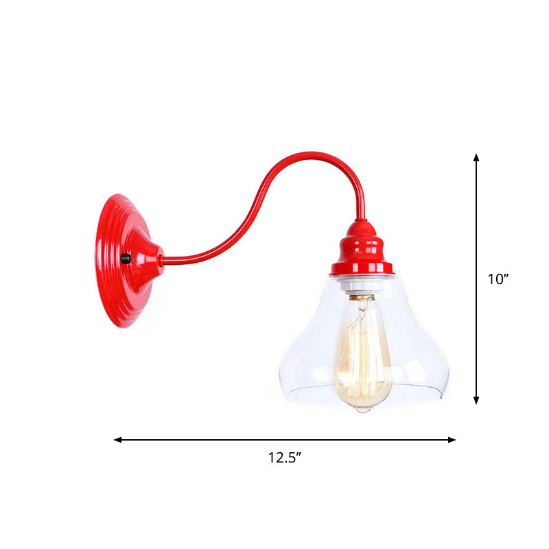 Frendorf | Eisenrote Wandbeleuchtung Kit Gooseneck 1 Glühbirne Loft-Stil Wandbeleuchtung mit Kegel/Sphäre/Glocke Klar Glas Schirm