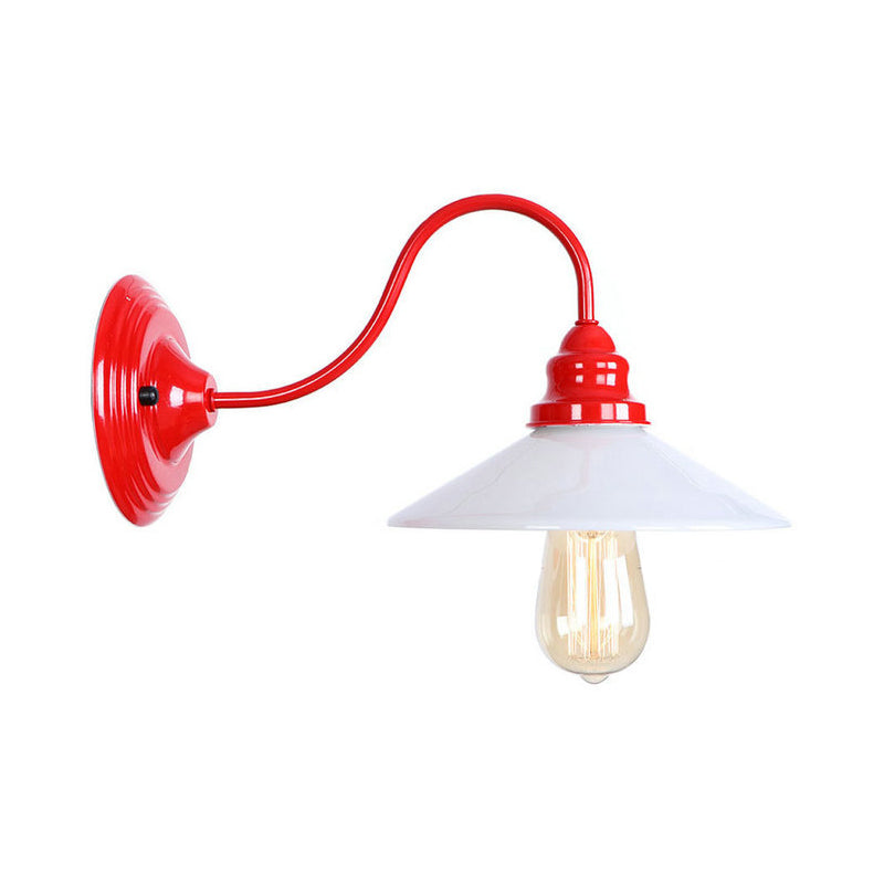 Frendorf | Eisenrote Wandbeleuchtung Kit Gooseneck 1 Glühbirne Loft-Stil Wandbeleuchtung mit Kegel/Sphäre/Glocke Klar Glas Schirm