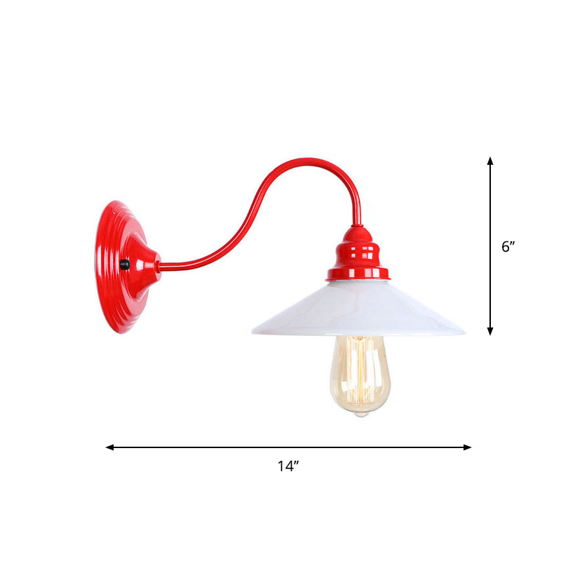 Frendorf | Eisenrote Wandbeleuchtung Kit Gooseneck 1 Glühbirne Loft-Stil Wandbeleuchtung mit Kegel/Sphäre/Glocke Klar Glas Schirm