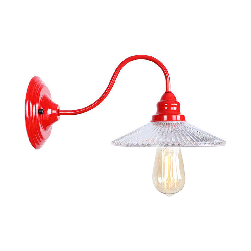 Frendorf | Eisenrote Wandbeleuchtung Kit Gooseneck 1 Glühbirne Loft-Stil Wandbeleuchtung mit Kegel/Sphäre/Glocke Klar Glas Schirm