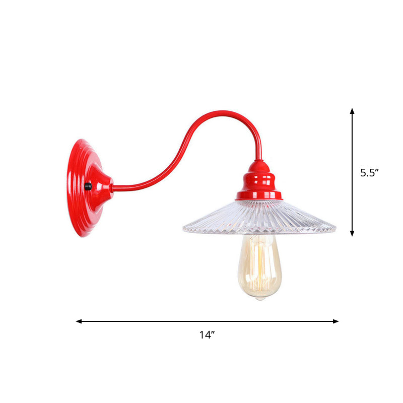 Frendorf | Eisenrote Wandbeleuchtung Kit Gooseneck 1 Glühbirne Loft-Stil Wandbeleuchtung mit Kegel/Sphäre/Glocke Klar Glas Schirm