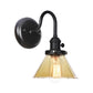 Frendorf | 1-Licht Gooseneck Wandlampe Vintage Küche Wandmontage Licht mit Ball/Diamant/Kegel Klar/Amber Glas Schirm in Schwarz