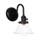 Frendorf | 1-Licht Gooseneck Wandlampe Vintage Küche Wandmontage Licht mit Ball/Diamant/Kegel Klar/Amber Glas Schirm in Schwarz