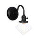Frendorf | 1-Licht Gooseneck Wandlampe Vintage Küche Wandmontage Licht mit Ball/Diamant/Kegel Klar/Amber Glas Schirm in Schwarz
