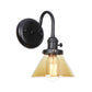 Frendorf | 1-Licht Gooseneck Wandlampe Vintage Küche Wandmontage Licht mit Ball/Diamant/Kegel Klar/Amber Glas Schirm in Schwarz