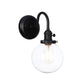 Frendorf | 1-Licht Gooseneck Wandlampe Vintage Küche Wandmontage Licht mit Ball/Diamant/Kegel Klar/Amber Glas Schirm in Schwarz