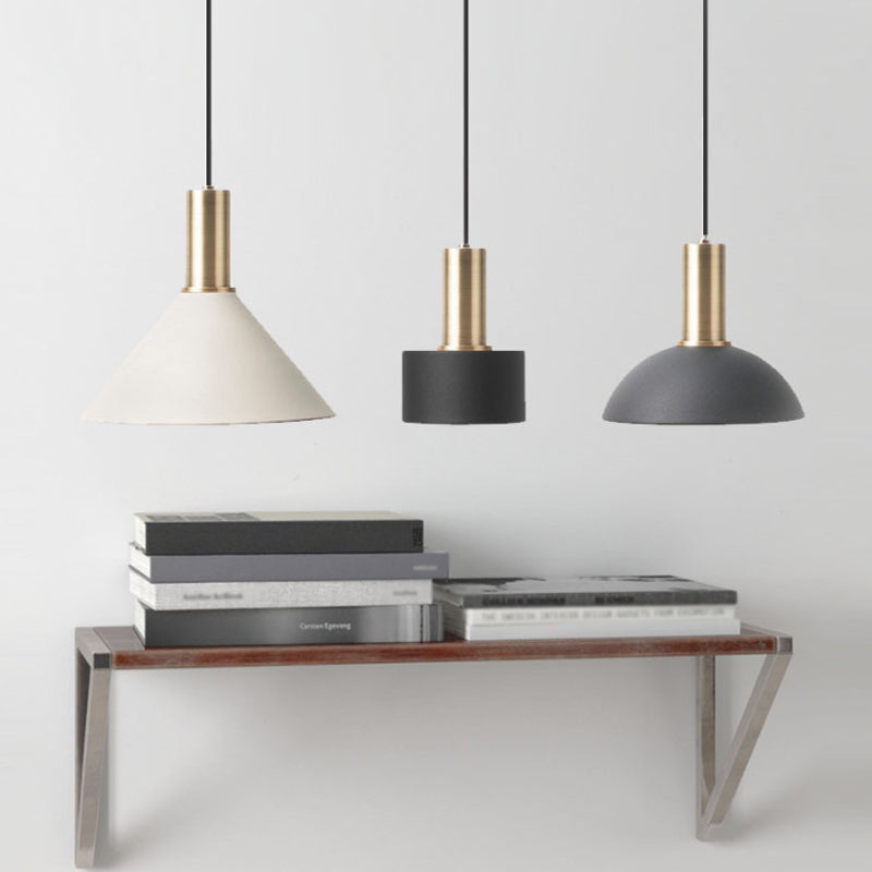 Nordic 1-Birne Hängeleuchte Schwarz und Gold Rund/Kegel/Zylinder Pendelleuchte mit Eisen-Schatten für die Küche