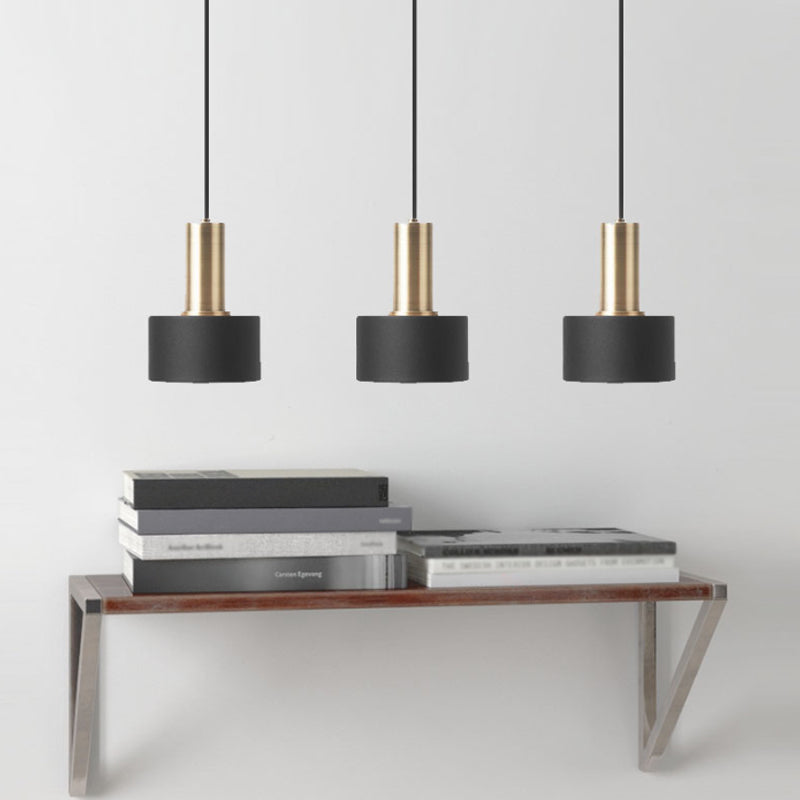 Nordic 1-Birne Hängeleuchte Schwarz und Gold Rund/Kegel/Zylinder Pendelleuchte mit Eisen-Schatten für die Küche