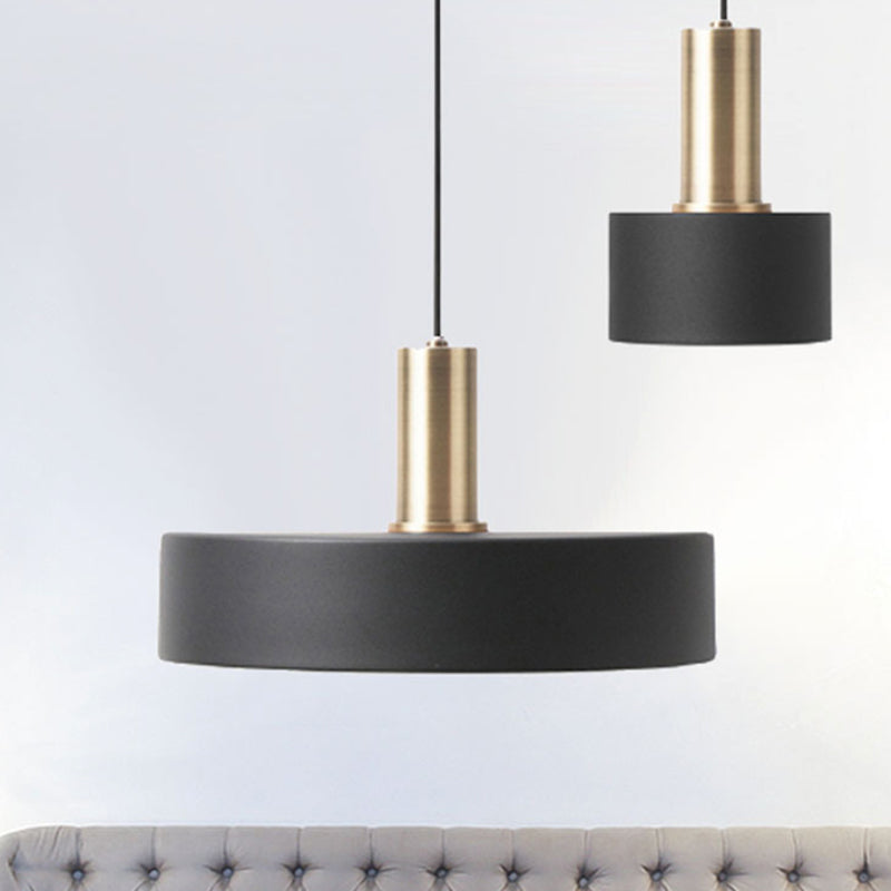 Nordic 1-Birne Hängeleuchte Schwarz und Gold Rund/Kegel/Zylinder Pendelleuchte mit Eisen-Schatten für die Küche