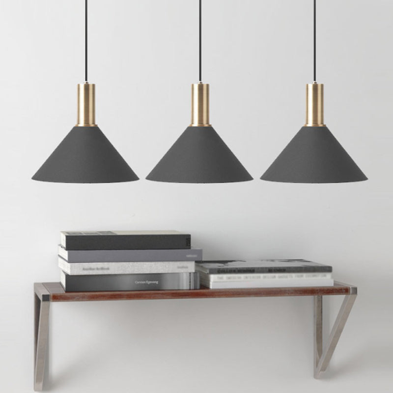 Nordic 1-Birne Hängeleuchte Schwarz und Gold Rund/Kegel/Zylinder Pendelleuchte mit Eisen-Schatten für die Küche