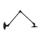 Frendorf | Verstelbare 2-armige ijzeren wandlamp Warehouse 1-licht studio taak wandlamp met schijfschaduw in zwart, 4"/12"/19.5" lang