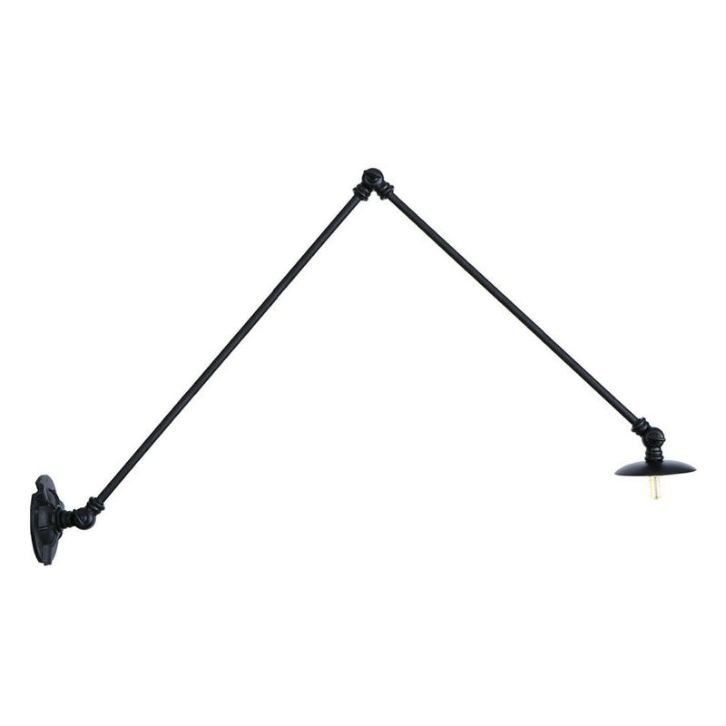 Frendorf | Verstelbare 2-armige ijzeren wandlamp Warehouse 1-licht studio taak wandlamp met schijfschaduw in zwart, 4"/12"/19.5" lang