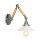 Frendorf | Braun-Silber 1-Glühbirnen-Lese-Wandleuchte Loft Klarglas Birne/Teller/Glockenschirm Wandbeleuchtung mit Holz 2-Gelenk-Schwenkarms