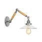 Frendorf | Braun-Silber 1-Glühbirnen-Lese-Wandleuchte Loft Klarglas Birne/Teller/Glockenschirm Wandbeleuchtung mit Holz 2-Gelenk-Schwenkarms