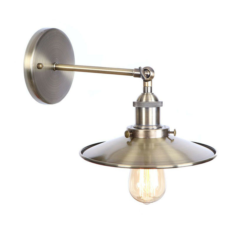 Frendorf | Bronze 1-Licht Wandschijnwerfer Industrie Eisen Rollrand Schotel/Kegel/Horn Wandmontage Lichtarmatuur mit Drehgelenk