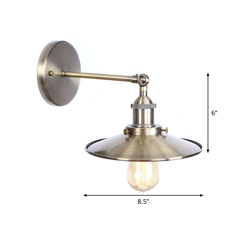 Frendorf | Bronze 1-Licht Wandschijnwerfer Industrie Eisen Rollrand Schotel/Kegel/Horn Wandmontage Lichtarmatuur mit Drehgelenk