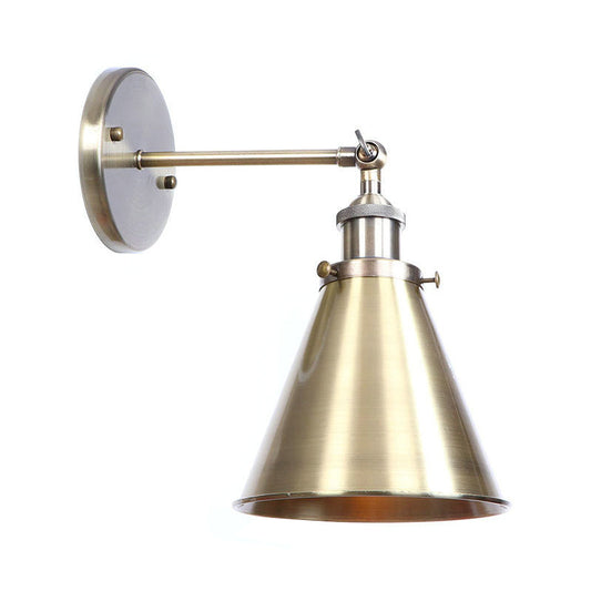 Frendorf | Bronze 1-Licht Wandschijnwerfer Industrie Eisen Rollrand Schotel/Kegel/Horn Wandmontage Lichtarmatuur mit Drehgelenk