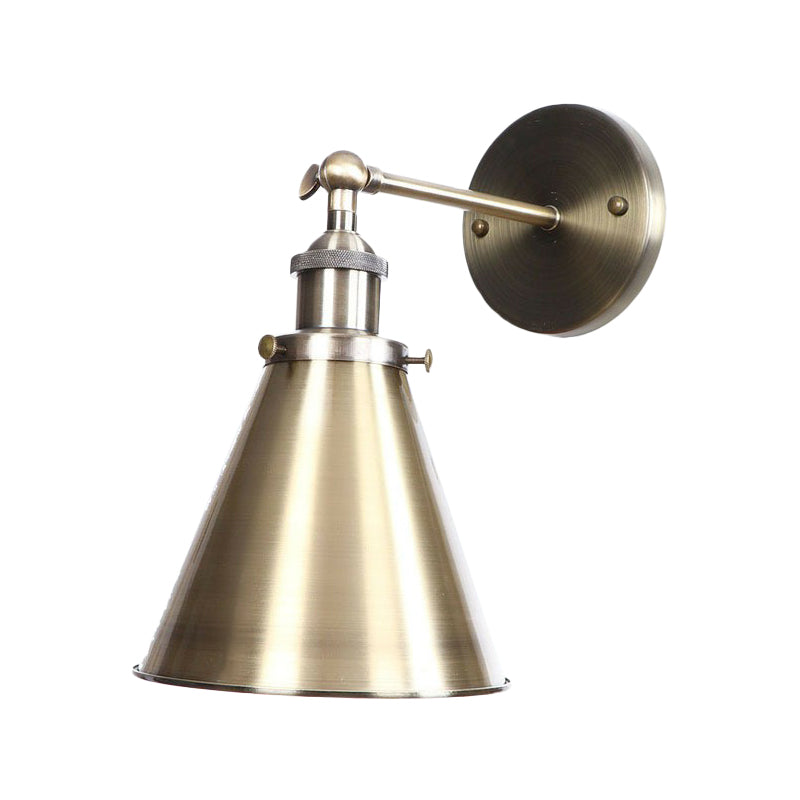 Frendorf | Bronze 1-Licht Wandschijnwerfer Industrie Eisen Rollrand Schotel/Kegel/Horn Wandmontage Lichtarmatuur mit Drehgelenk