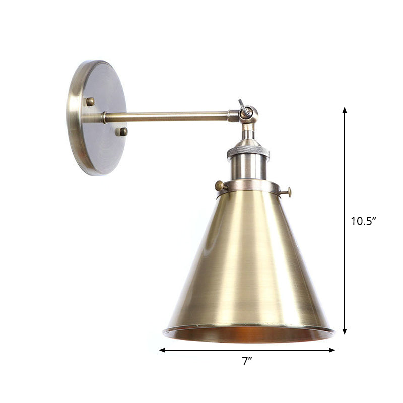 Frendorf | Bronze 1-Licht Wandschijnwerfer Industrie Eisen Rollrand Schotel/Kegel/Horn Wandmontage Lichtarmatuur mit Drehgelenk