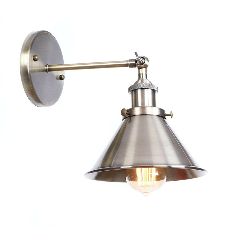 Frendorf | Bronze 1-Licht Wandschijnwerfer Industrie Eisen Rollrand Schotel/Kegel/Horn Wandmontage Lichtarmatuur mit Drehgelenk