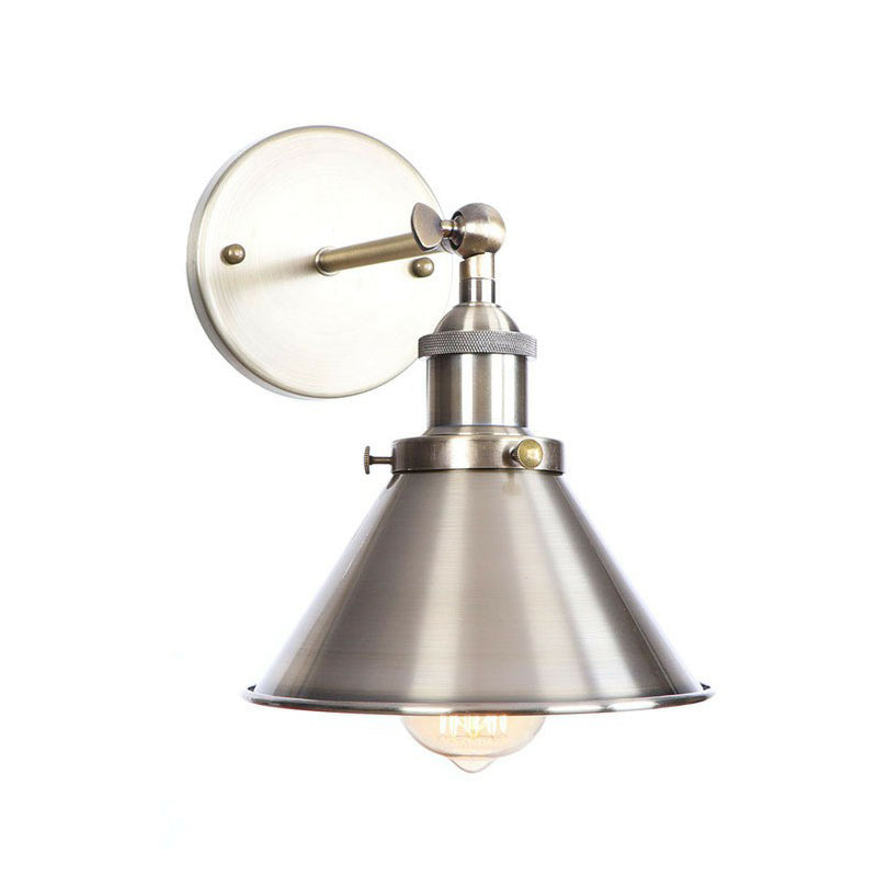 Frendorf | Bronze 1-Licht Wandschijnwerfer Industrie Eisen Rollrand Schotel/Kegel/Horn Wandmontage Lichtarmatuur mit Drehgelenk
