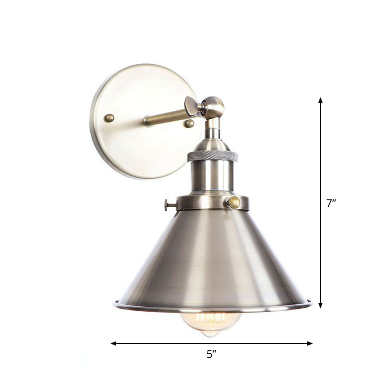 Frendorf | Bronze 1-Licht Wandschijnwerfer Industrie Eisen Rollrand Schotel/Kegel/Horn Wandmontage Lichtarmatuur mit Drehgelenk